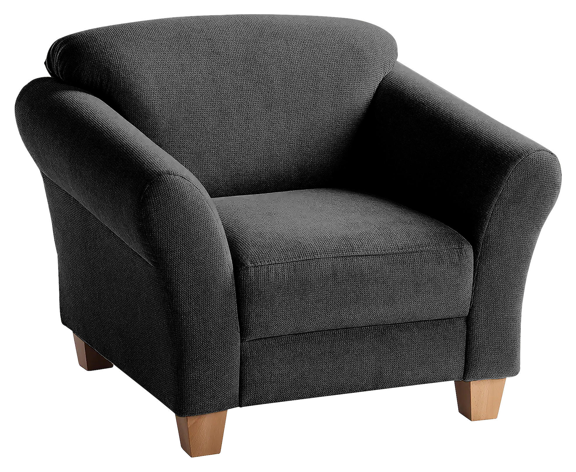 SESSEL in Flachgewebe Schwarz - Schwarz/Naturfarben, Konventionell, Holz/Textil (101/84/89cm) - Sit & More