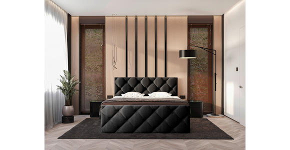 BOXBETT 200/200 cm in Schwarz - Schwarz, KONVENTIONELL, Kunststoff/Textil (200/200cm) - Carryhome