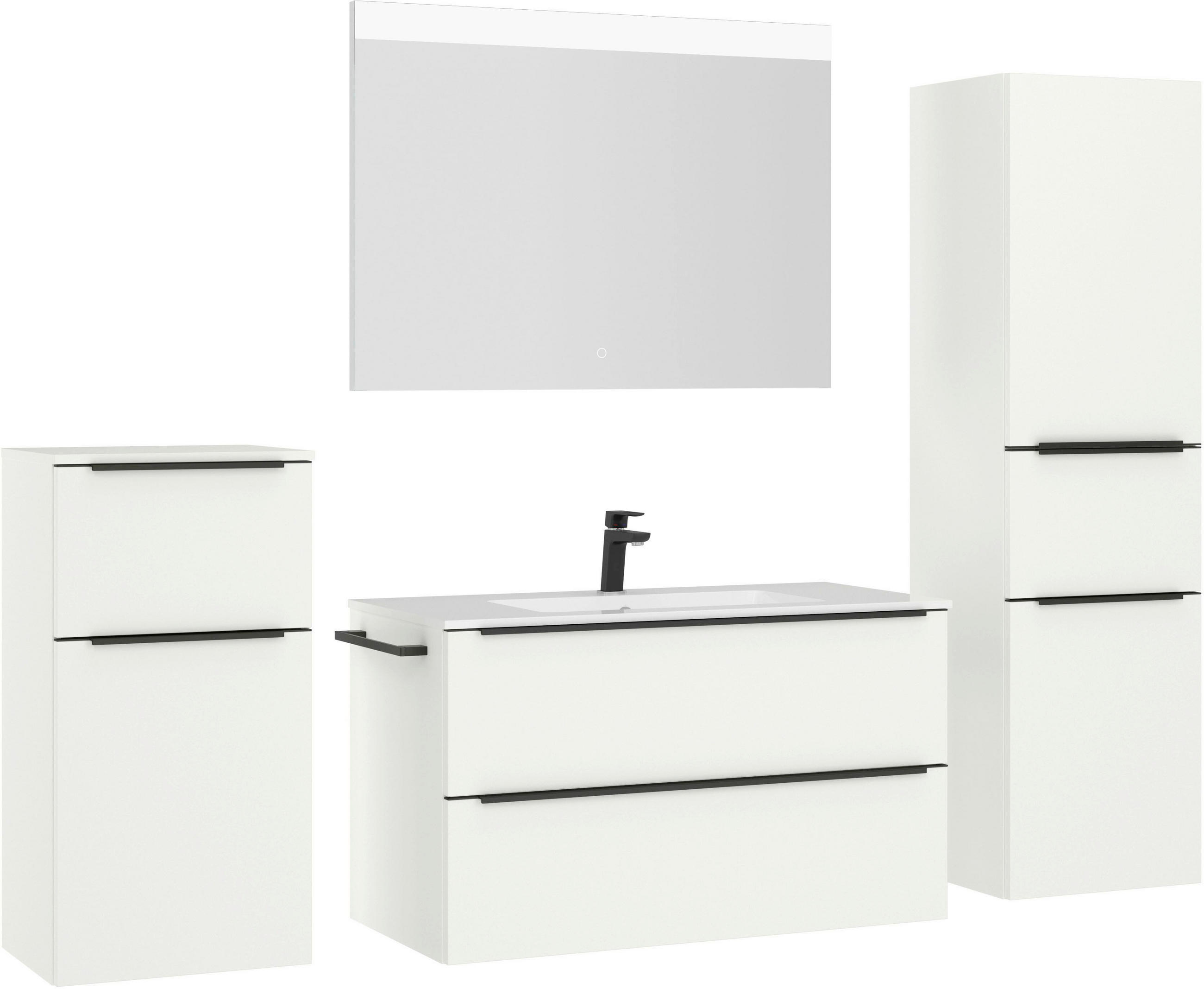 BADEZIMMER 5-teilig  in 191 cm  - Schwarz/Weiß, MODERN, Glas/Holzwerkstoff (191cm) - Nobilia