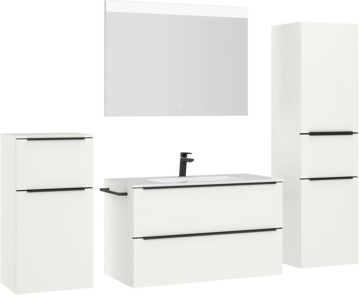 BADEZIMMER 5-teilig  in 191 cm  - Schwarz/Weiß, MODERN, Glas/Holzwerkstoff (191cm) - Nobilia