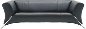 ZWEISITZER-SOFA Schwarz Echtleder  - Alufarben/Schwarz, Design, Leder/Metall (189/73/91cm) - Rolf Benz