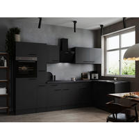ECKKÜCHE 310/172 cm  in Dunkelgrau  - Dunkelgrau/Schwarz, Design, Holzwerkstoff/Metall (310/172cm) - Respekta