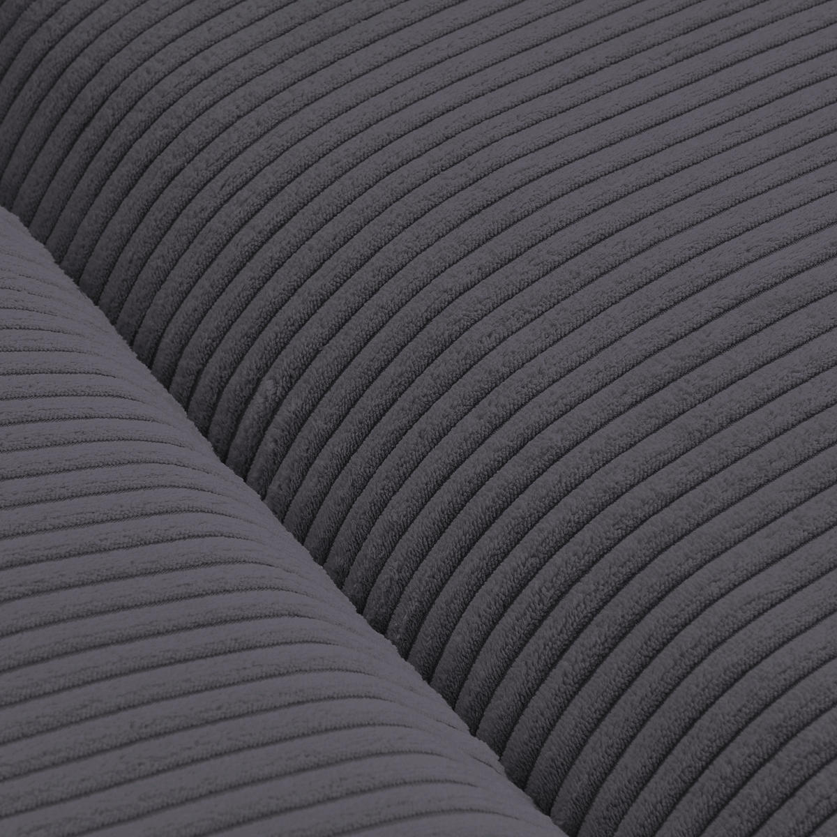 BIGSOFA in Cord Dunkelgrau  - Dunkelgrau/Schwarz, Design, Kunststoff/Textil (260/90/140cm) - Ambia Home