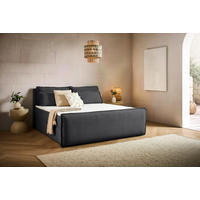 BOXBETT 180/200 cm,  in Anthrazit, Kissen, Bettkasten, Topper, H3 + H3 = fest  - Anthrazit/Schwarz, Design, Kunststoff/Textil (180/200cm) - Chameo