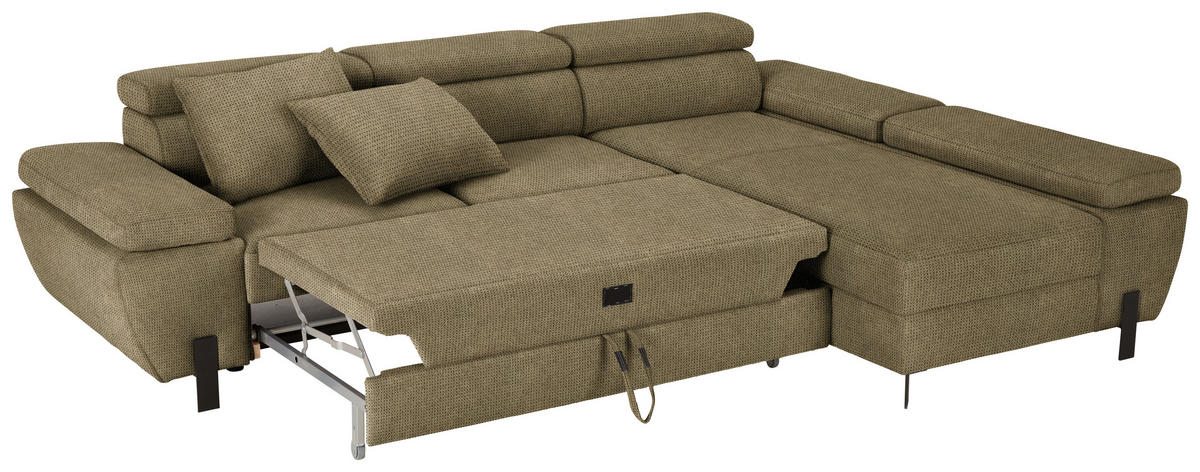 HÖRNSOFFA i vävt tyg olivgrön  - olivgrön/svart, Modern, metall/trämaterial (277/90/189cm) - MID.YOU