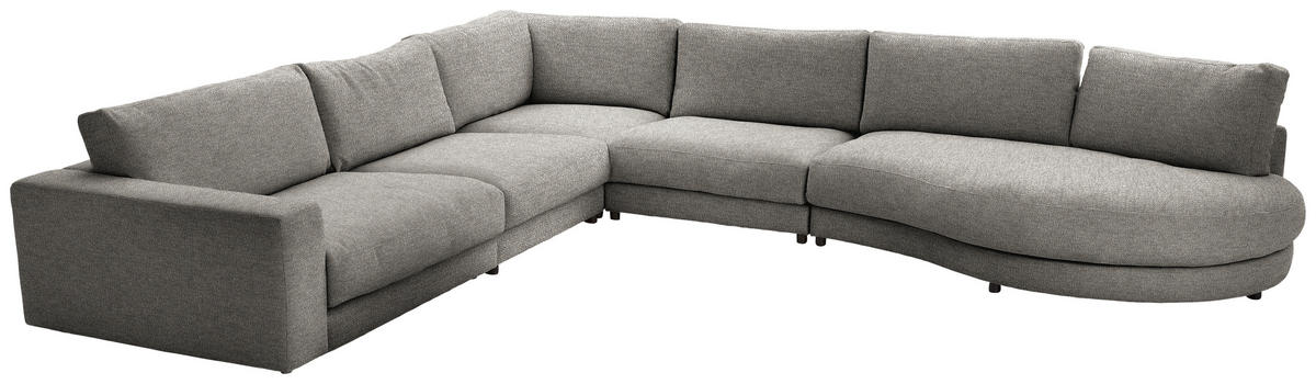 ECKSOFA in Flachgewebe Graubraun  - Graubraun/Schwarz, Design, Kunststoff/Textil (365/425cm) - Lomoco