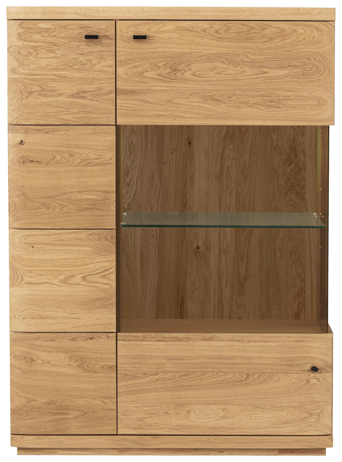 HIGHBOARD Eichefarben  99/141/38 cm  - Eichefarben/Schwarz, Natur, Glas/Holz (99/141/38cm) - Linea Natura