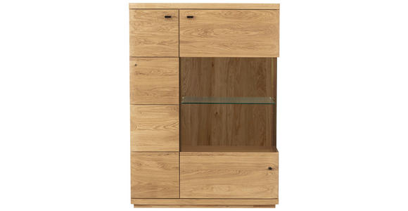 HIGHBOARD 99/141/38 cm  - Eichefarben/Schwarz, Natur, Glas/Holz (99/141/38cm) - Linea Natura