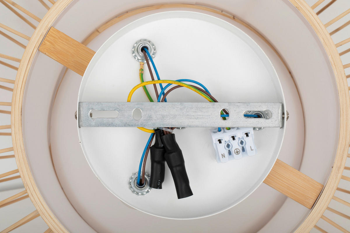 DECKENLEUCHTE 40/22,5 cm   - Hellgelb/Weiß, Design, Naturmaterialien/Kunststoff (40/22,5cm) - Collet's Monde