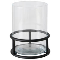 WINDLICHT Schwarz 17/21 cm  - Schwarz, Basics, Glas/Metall (17/21cm) - Boltze Home