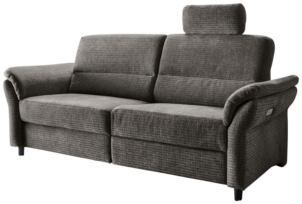 3-SITZER-SOFA in Mikrofaser Graubraun  - Graubraun/Schwarz, Modern, Holz/Textil (192/90/89cm) - Livetastic