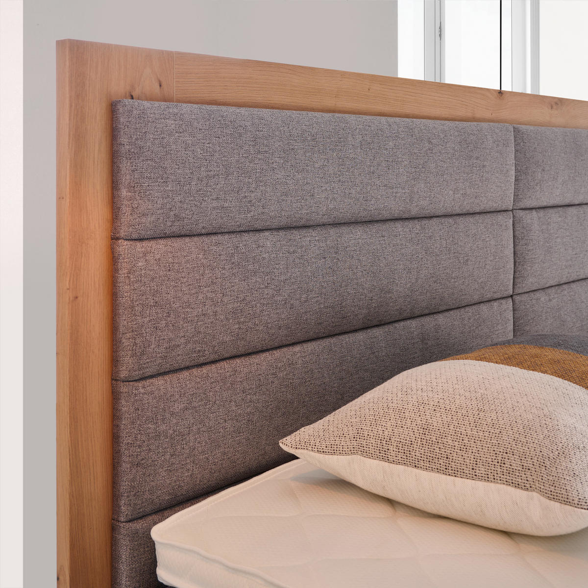 BOXBETT 180/200 cm  in Grau, Eiche Artisan  - Eiche Artisan/Grau, KONVENTIONELL, Holz/Textil (180/200cm) - Carryhome