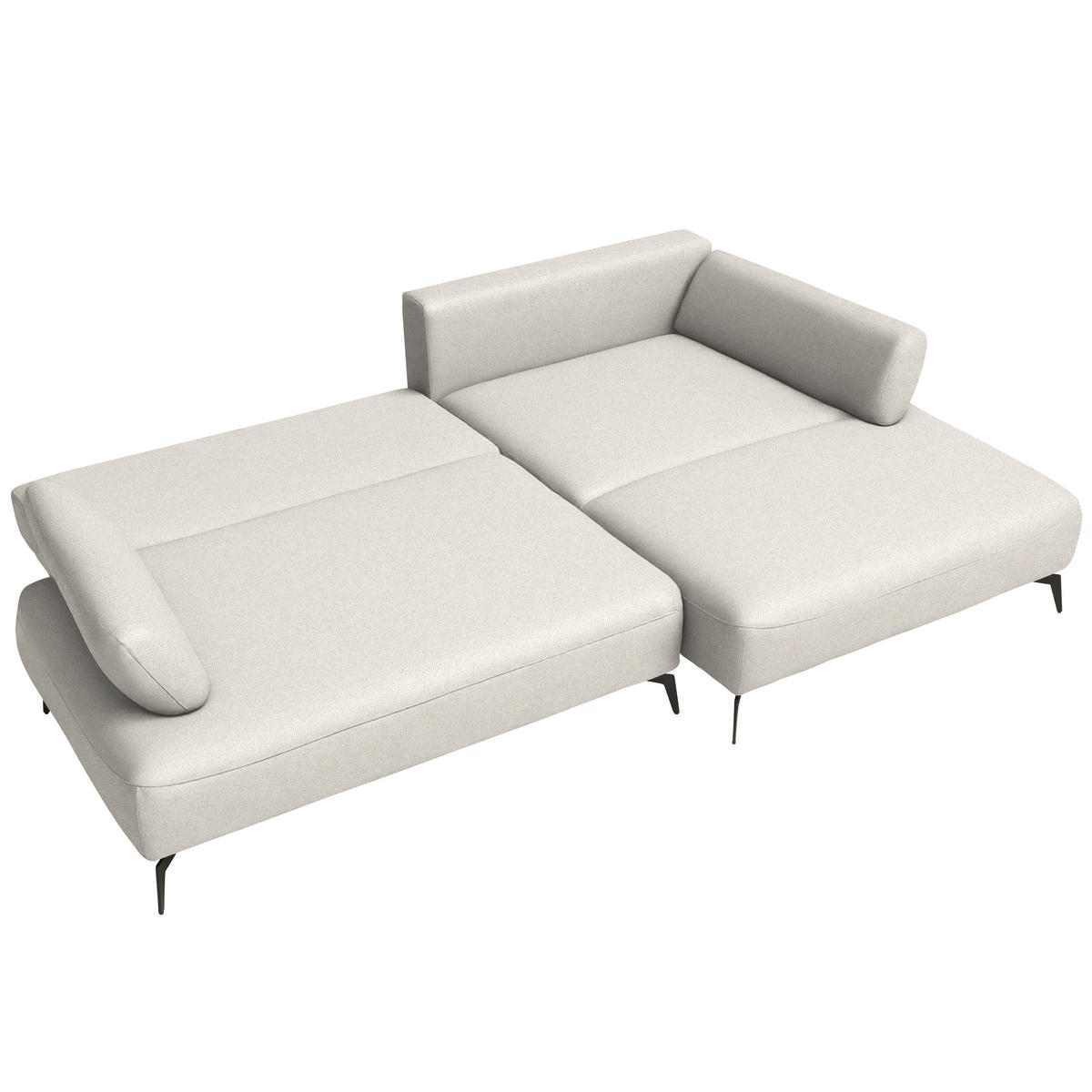 ECKSOFA Struktur Ecru  - Ecru/Schwarz, Design, Textil/Metall (284/186cm) - Lomoco