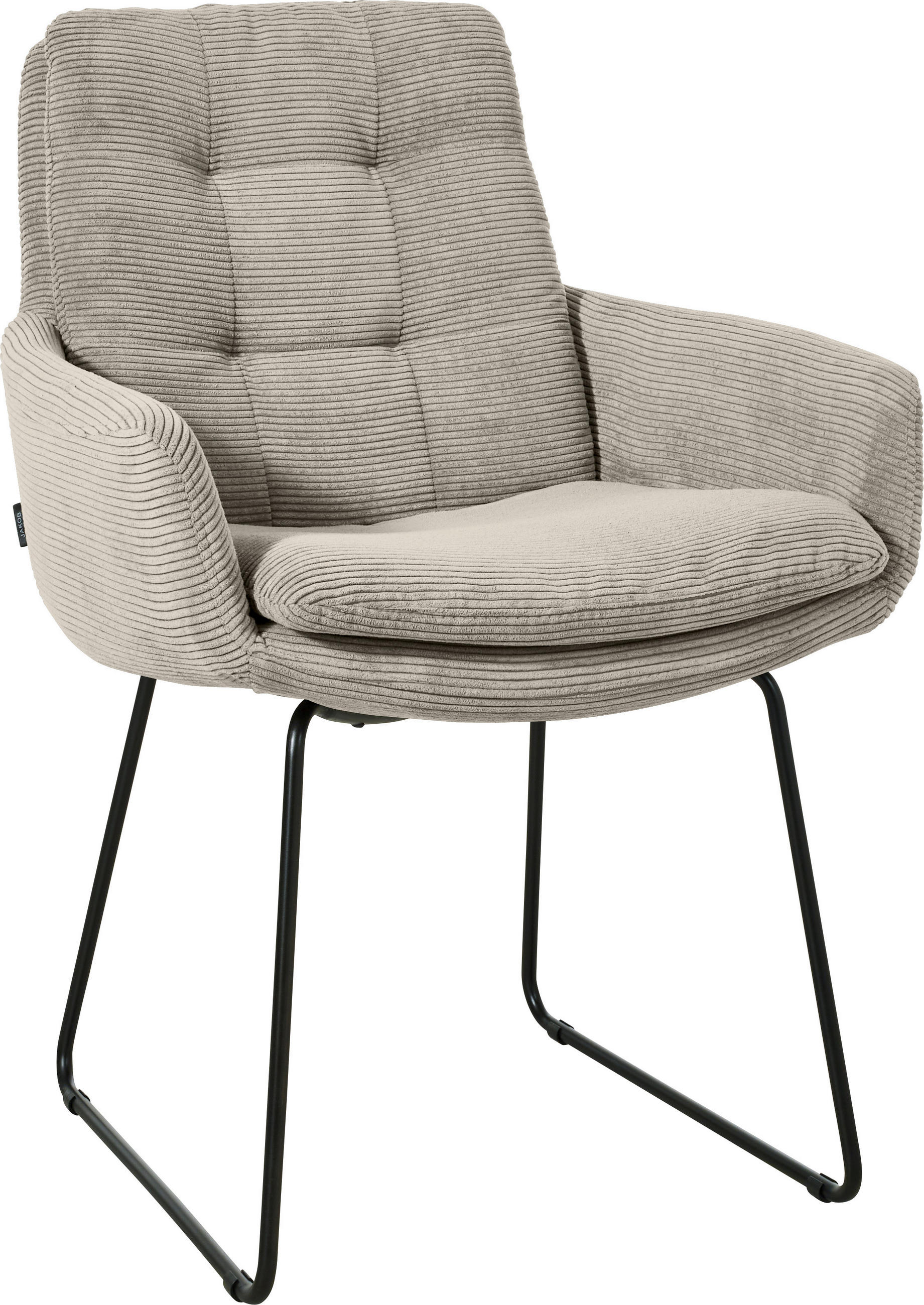 ARMLEHNSTUHL  in Cord  - Sandfarben/Schwarz, Design, Textil/Metall (63/90/69cm) - Johann Jakob