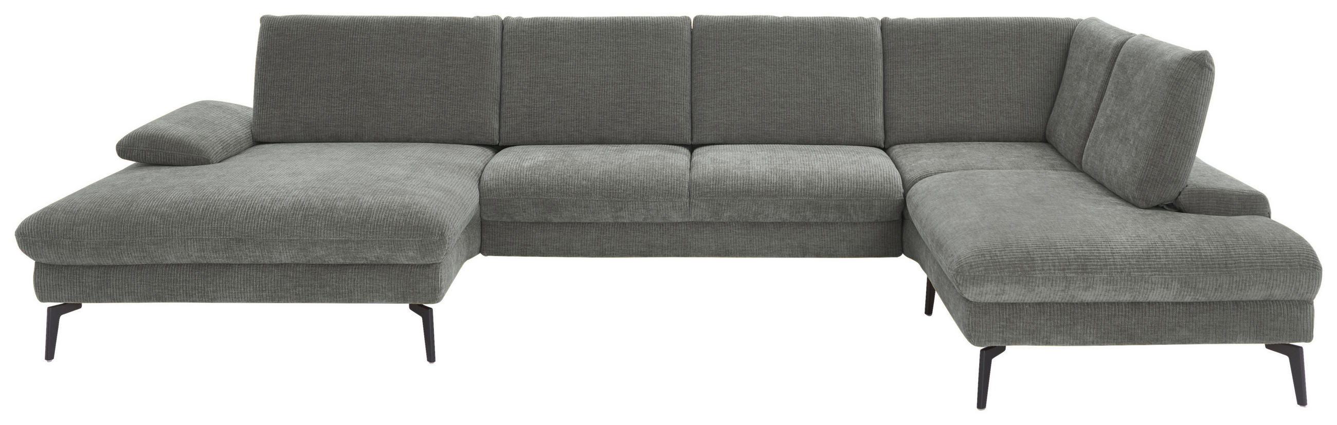 WOHNLANDSCHAFT in Webstoff Hellgrau  - Hellgrau/Schwarz, Design, Textil/Metall (157/354/208cm) - Dieter Knoll