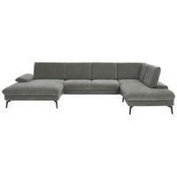 WOHNLANDSCHAFT in Webstoff Hellgrau  - Hellgrau/Schwarz, Design, Textil/Metall (157/354/208cm) - Dieter Knoll