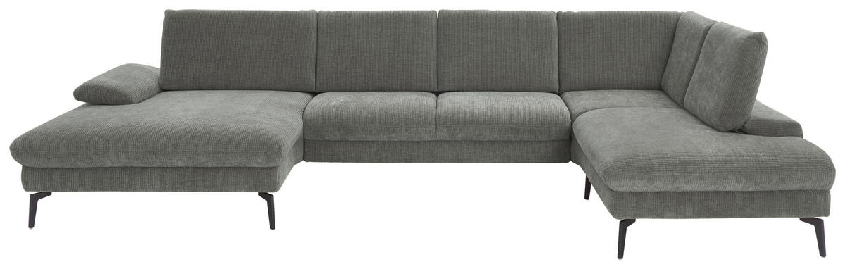 WOHNLANDSCHAFT in Webstoff Hellgrau  - Hellgrau/Schwarz, Design, Textil/Metall (157/354/208cm) - Dieter Knoll