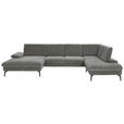 WOHNLANDSCHAFT in Webstoff Hellgrau  - Hellgrau/Schwarz, Design, Textil/Metall (157/354/208cm) - Dieter Knoll