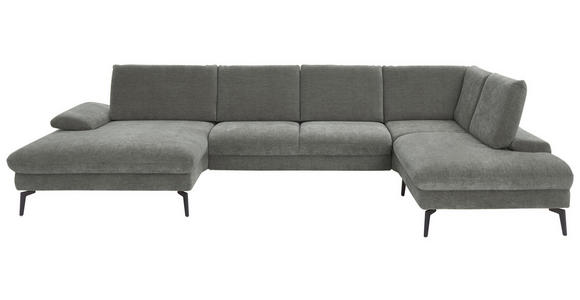 WOHNLANDSCHAFT in Webstoff Hellgrau  - Hellgrau/Schwarz, Design, Textil/Metall (157/354/208cm) - Dieter Knoll