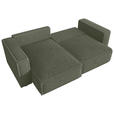 ECKSOFA Olivgrün Cord Zierkissen, Rückenkissen, Schlaffunktion, Rücken echt  - Schwarz/Olivgrün, MODERN, Kunststoff/Textil (153/250cm) - Xora