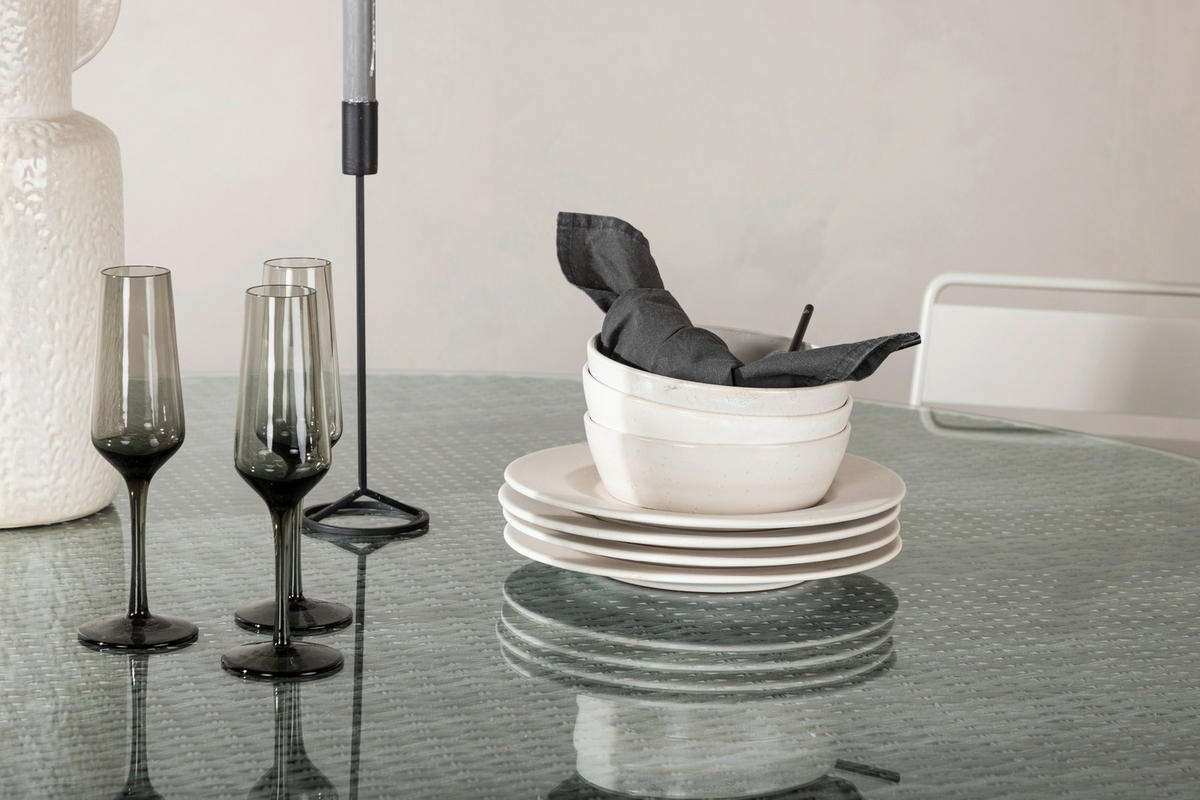 UTEBORD metall, plast, glas rund  - grå, Klassisk, metall/glas (150/150/74cm) - Gardenson