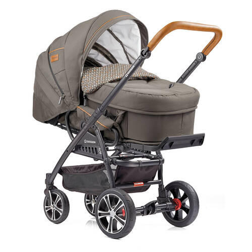 KINDERWAGENSET  F4 Air+   - Cognac/Schwarz, Basics, Textil/Metall (57/129/100cm) - Gesslein