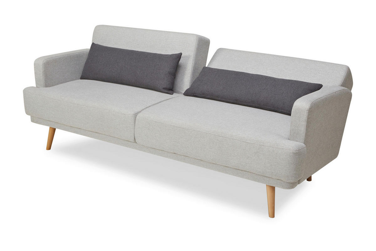 3-SITZER-SOFA Webstoff Hellgrau  - Dunkelgrau/Hellgrau, MODERN, Holz/Textil (214/83/86cm) - Livetastic