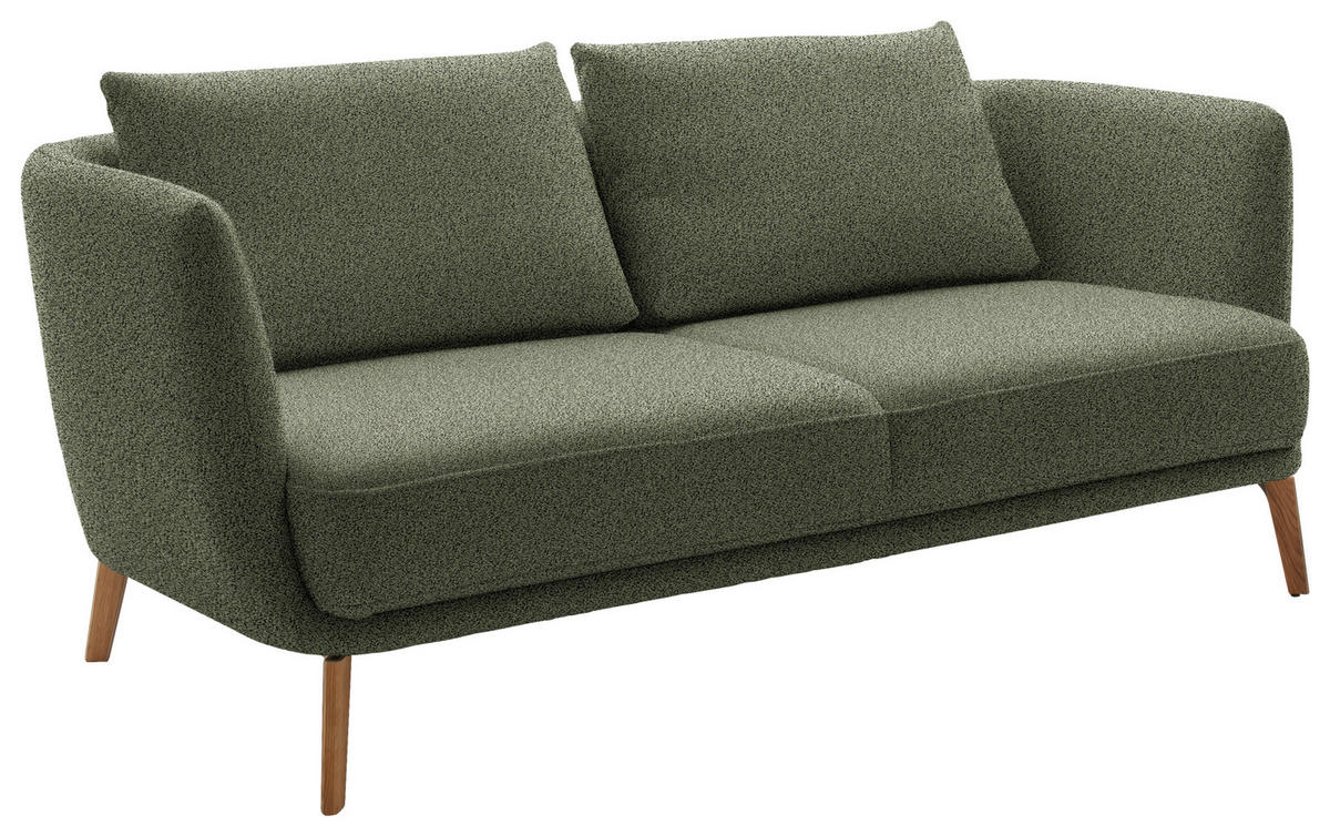 2,5-SITZER  in Flachgewebe Grün  - Eichefarben/Weiß, Design, Holz/Textil (190/71/91cm) - Schöner Wohnen