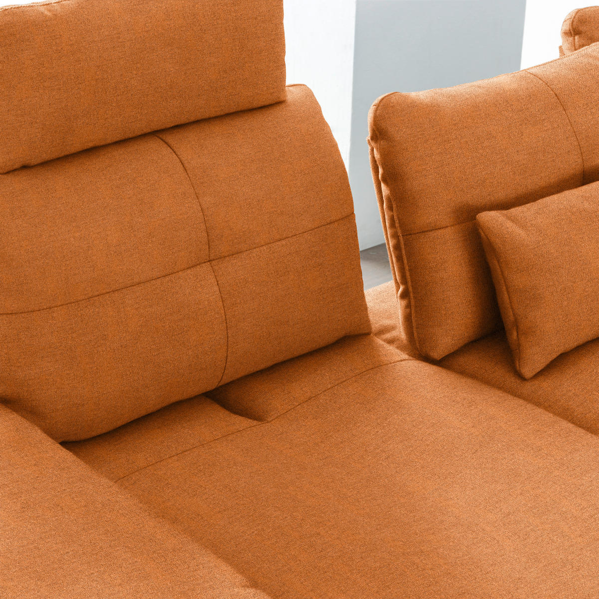 ECKSOFA in Flachgewebe Orange, Rostfarben  - Rostfarben/Schwarz, Design, Textil/Metall (344/271cm) - Chilliano