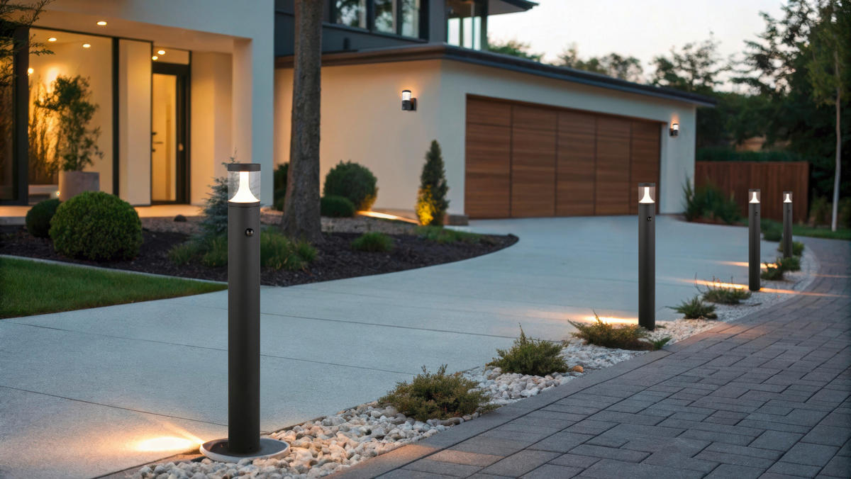 WEGELEUCHTE Tagus 11,5/100 cm  - Transparent/Anthrazit, Design, Kunststoff/Metall (11,5/100cm) - Trio Leuchten