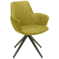 ARMLEHNSTUHL  in Stahl Echtleder pigmentiert  - Anthrazit/Limette, Design, Leder/Metall (60/87/62cm) - Bert Plantagie