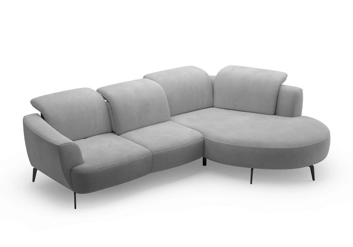 ECKSOFA ZOE E Grau Flachgewebe  - Schwarz/Grau, KONVENTIONELL, Textil/Metall (309/199cm) - Sit & More