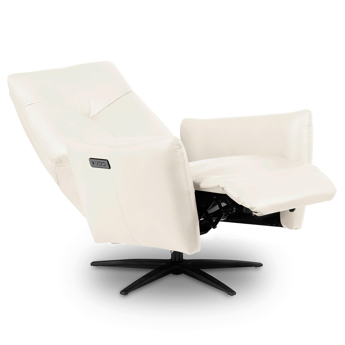 RELAXSESSEL Leder Weiss  - Weiss/Schwarz, Design, Leder/Metall (76/107/88cm) - Livetastic
