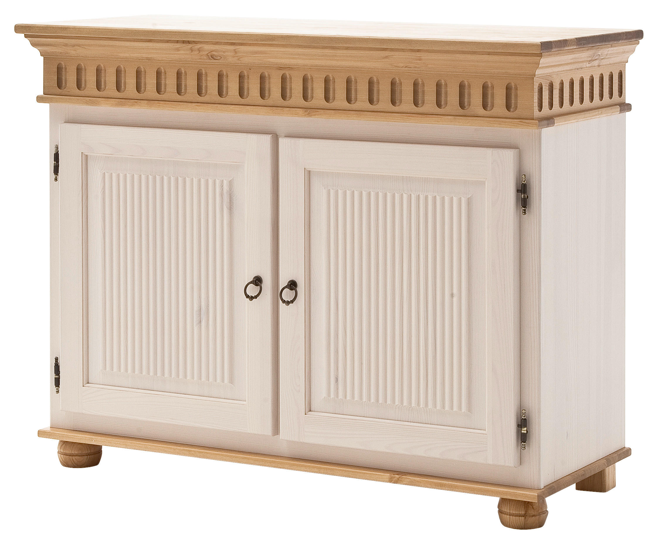 KOMMODE Kiefer massiv Weiß, Kieferfarben - Schwarz/Weiß, LIFESTYLE, Holz (100/80/42cm) - Carryhome