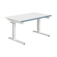 JUGENDSCHREIBTISCH 120/75/53-79 cm Weiß, Hellblau höhenverstellbar, Stauraum  - Weiß/Hellblau, Basics, Holzwerkstoff/Metall (120/75/53-79cm) - Paidi