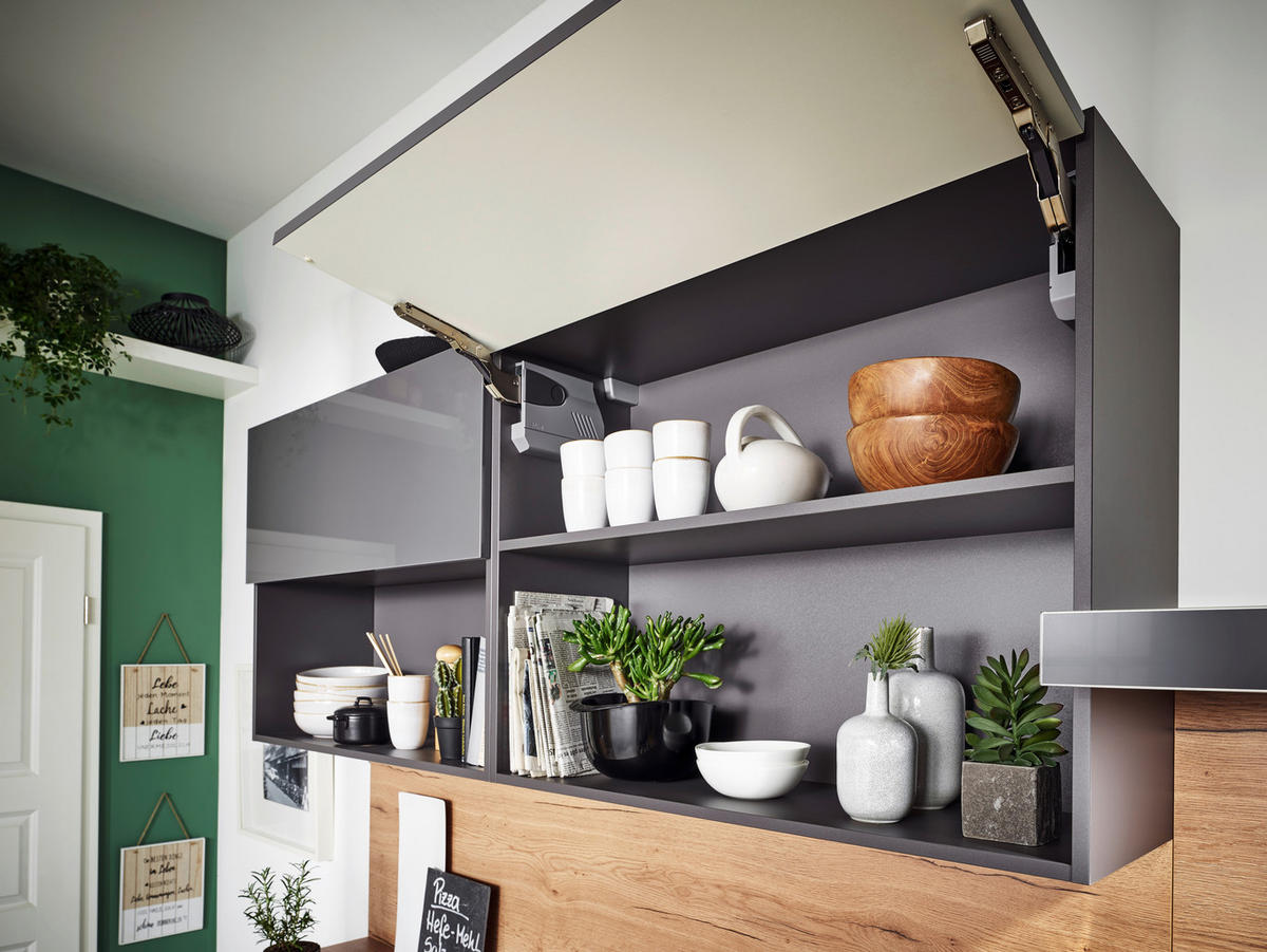 INBYGGNADSKÖK   - grå/ekfärgad, Design, trämaterial - Celina