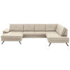 WOHNLANDSCHAFT in Lederlook, Mikrofaser Creme, Naturfarben  - Creme/Schwarz, Design, Textil/Metall (345/220cm) - Beldomo System