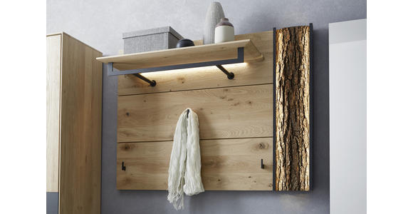 GARDEROBENPANEEL  in 117,5/86,5/35 cm  - Eichefarben/Anthrazit, Design, Holz/Metall (117,5/86,5/35cm) - Valnatura