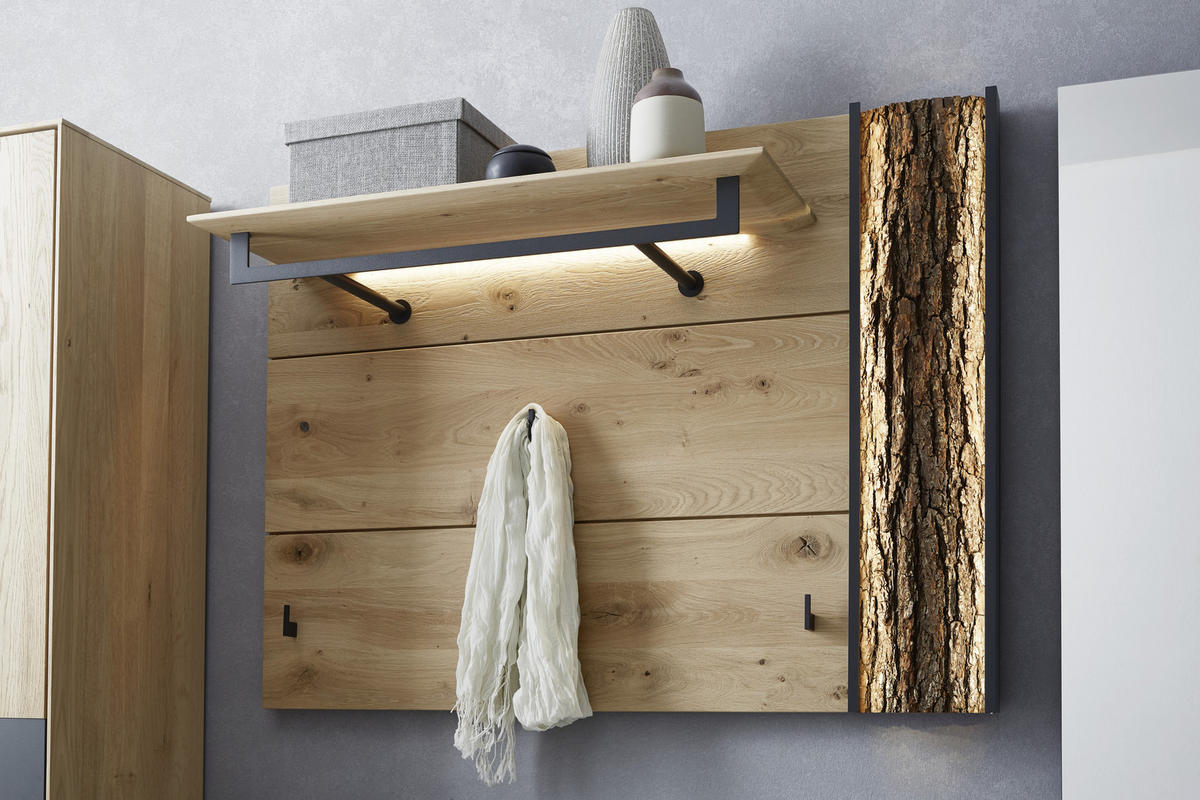 PANNEAU DE GARDE-ROBE  in 118/87/35 cm  - Eichefarben/Anthrazit, Natur, Holz/Metall (118/87/35cm) - Valnatura
