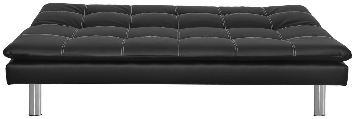 SCHLAFSOFA Lederlook Schwarz  - Silberfarben/Schwarz, Design, Textil/Metall (180/78/93cm) - P & B