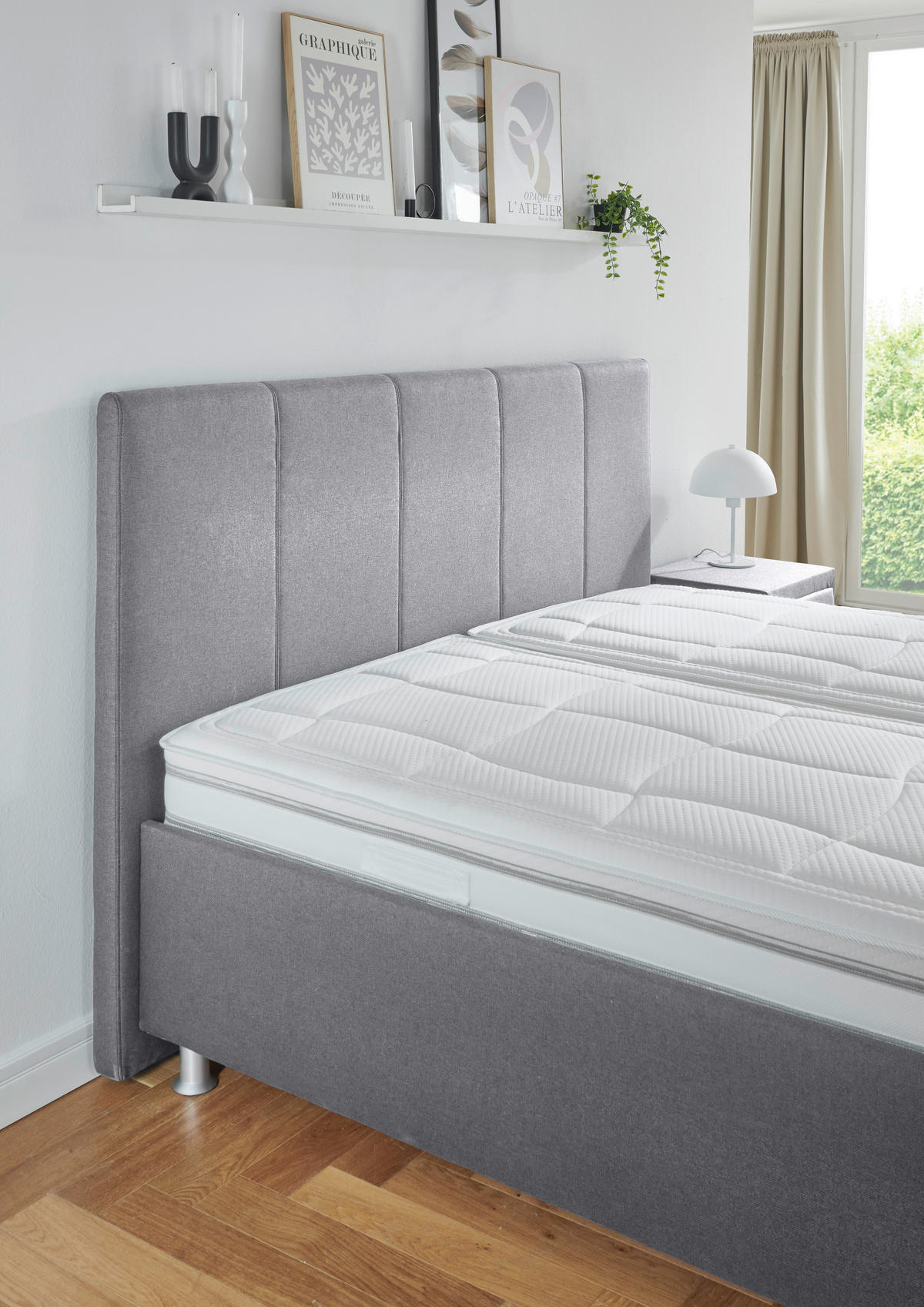 POLSTERBETT 160/200 cm,  in Grau, Matratze, gepolstertes Kopfteil, Lattenrost, Bettkasten, H2 + H3 = mittel + fest  - Alufarben/Weiß, KONVENTIONELL, Holz/Holzwerkstoff (160/200cm) - Beldomo - Sleep