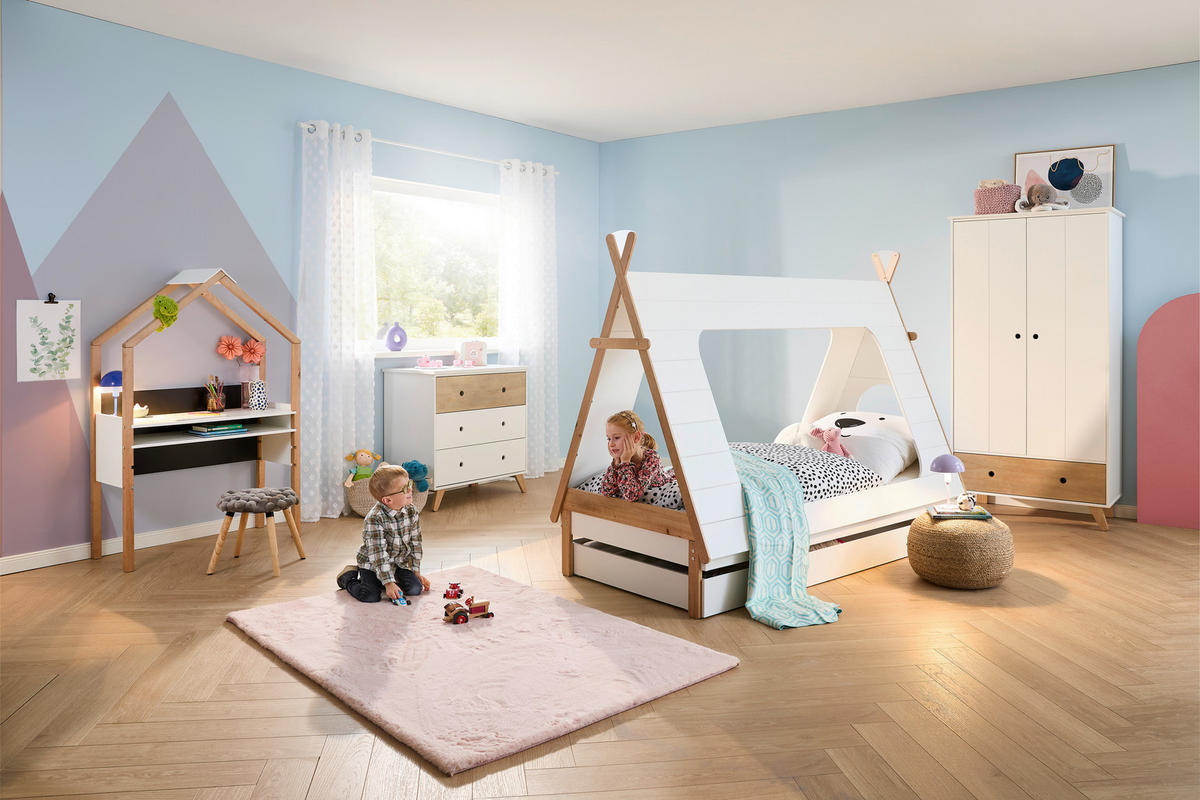HAUSBETT Lattenrost 90/200 cm  - Naturfarben/Weiß, Design, Holz (90/200cm) - home24