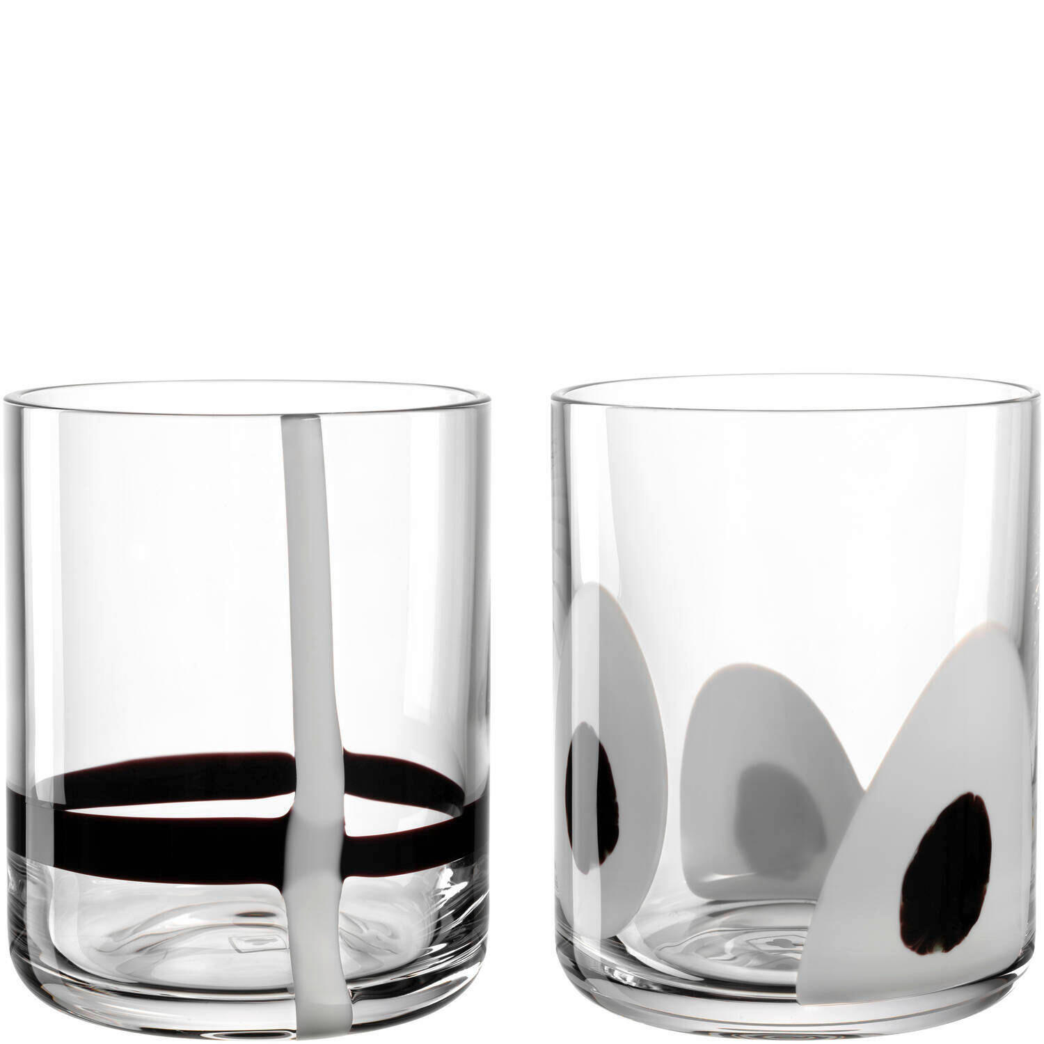 SET KOZARCEV ZA VISKI  BANDA NERA  - črna/bela, Basics, steklo (8/9/8cm) - Leonardo