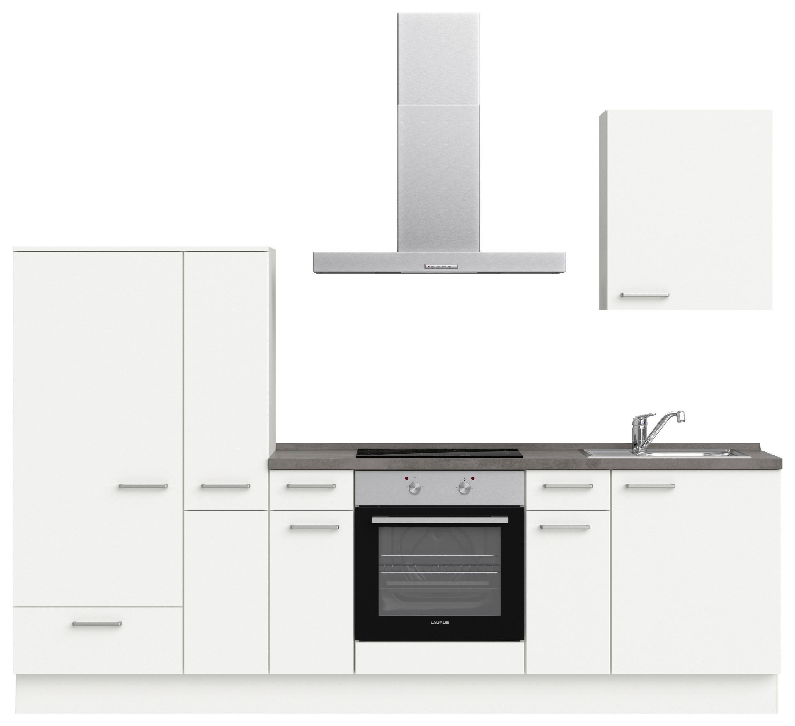 KÜCHENLEERBLOCK 270 cm   in Weiß, Schieferfarben  - Schieferfarben/Edelstahlfarben, MODERN, Holzwerkstoff/Metall (270cm) - Nobilia