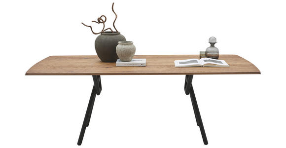 ESSTISCH Eichefarben rechteckig   - Eichefarben/Schwarz, Design, Holz/Metall (220/100/76cm) - Valnatura