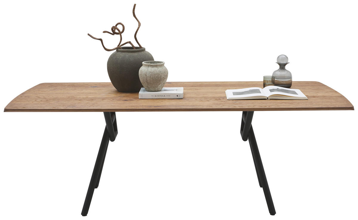 ESSTISCH Eichefarben rechteckig   - Eichefarben/Schwarz, Design, Holz/Metall (220/100/76cm) - Valnatura