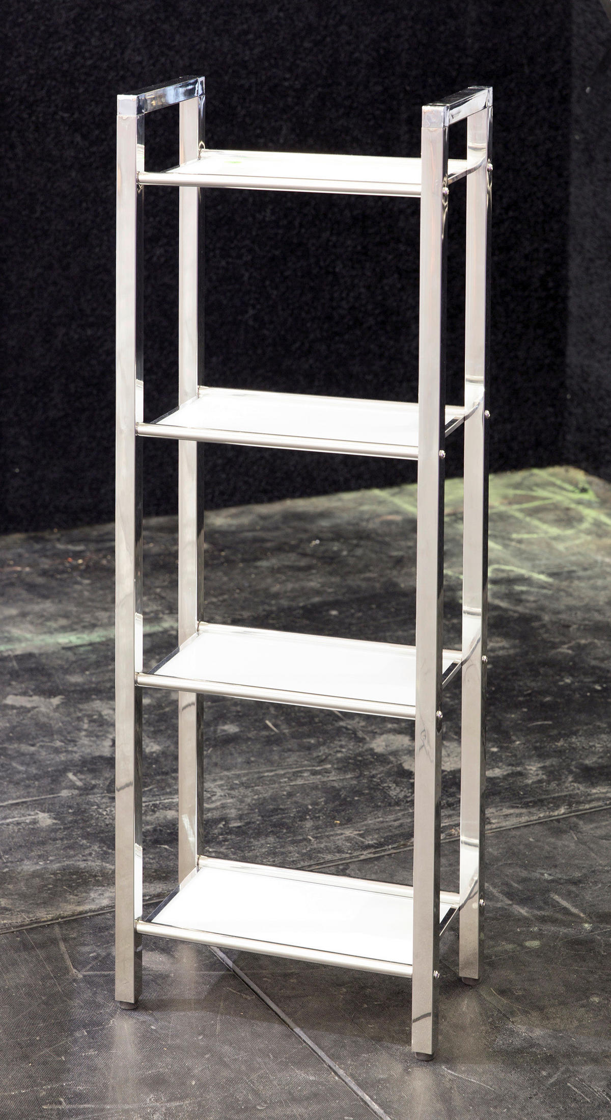 REGAL Weiß, Edelstahlfarben  - Edelstahlfarben/Schwarz, Design, Glas/Kunststoff (30,5/87/17cm)