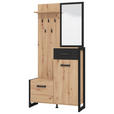 GARDEROBE  in 89,7/190,5/33,2 cm  - Schwarz/Eiche Artisan, MODERN, Holzwerkstoff (89,7/190,5/33,2cm) - Carryhome