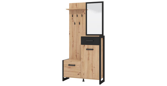 GARDEROBE  in 89,7/190,5/33,2 cm  - Schwarz/Eiche Artisan, MODERN, Holzwerkstoff (89,7/190,5/33,2cm) - Carryhome