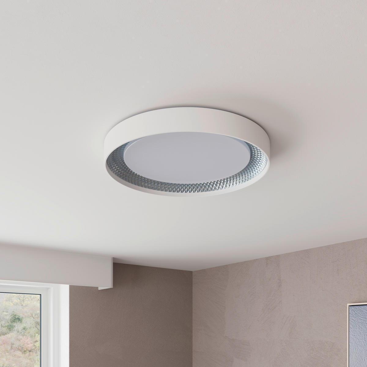 LED-DECKENLEUCHTE Ogulin 48,5/8 cm   - Hellgrau/Weiß, Design, Kunststoff (48,5/8cm) - Novel